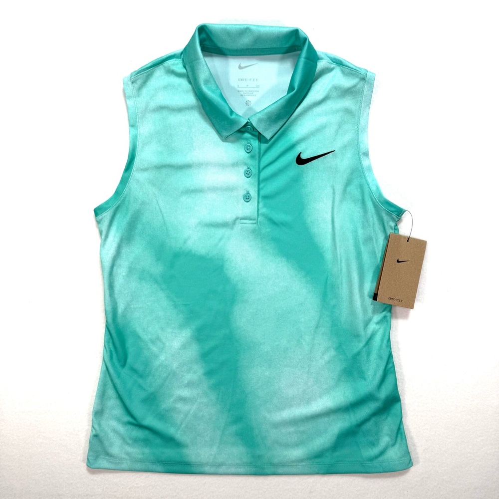 NWT New Nike Women's Sleeveless Dri-FIT Victory Printed Golf Polo Small S Shirt - Picture 3 of 6